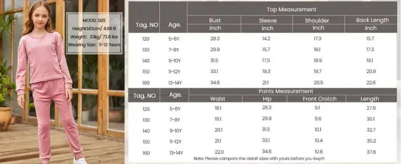 Oudiya Girls 2 Piece Outfit Sweatsuits Set Kids Velour Sweatshirts & Sweatpants Tracksuits Set for Girls - 6