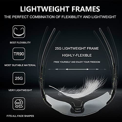 OULAIQI Cycling Sunglasses Polarized Sunglasses for Cycling Men Women with 1 Lens or 3 Interchangeable Lens Baseball Glasses - 5