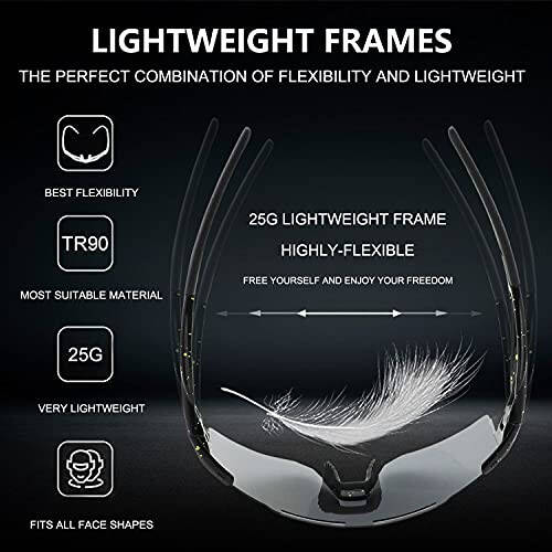 OULAIQI Cycling Sunglasses Polarized Sunglasses for Cycling Men Women with 1 Lens or 3 Interchangeable Lens Baseball Glasses - 5