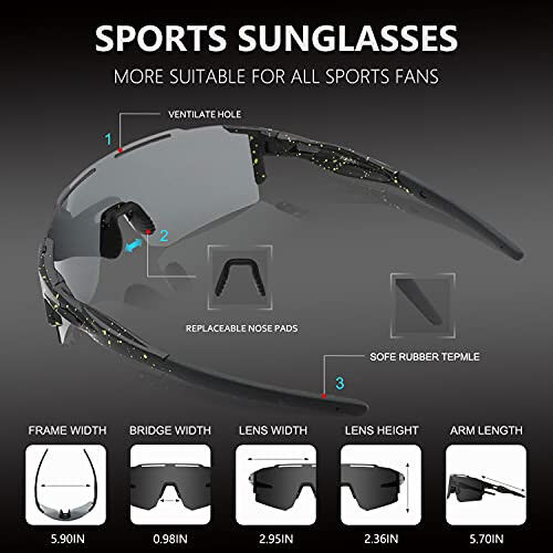 OULAIQI Cycling Sunglasses Polarized Sunglasses for Cycling Men Women with 1 Lens or 3 Interchangeable Lens Baseball Glasses - 6