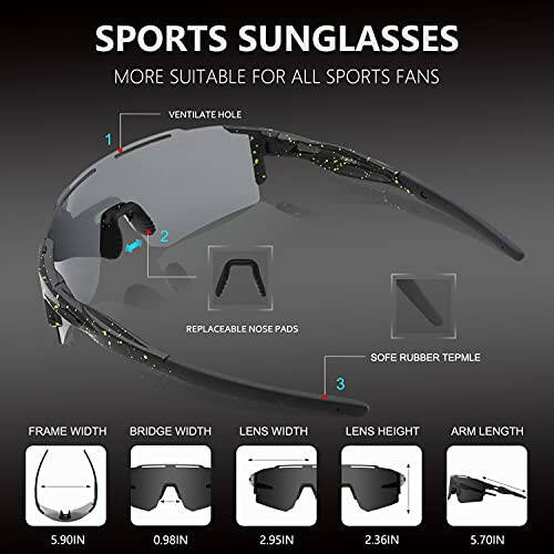 OULAIQI Cycling Sunglasses Polarized Sunglasses for Cycling Men Women with 1 Lens or 3 Interchangeable Lens Baseball Glasses - 6