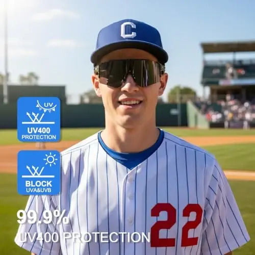 OULAIQI Cycling Sunglasses Polarized Sunglasses for Cycling Men Women with 1 Lens or 3 Interchangeable Lens Baseball Glasses - 2