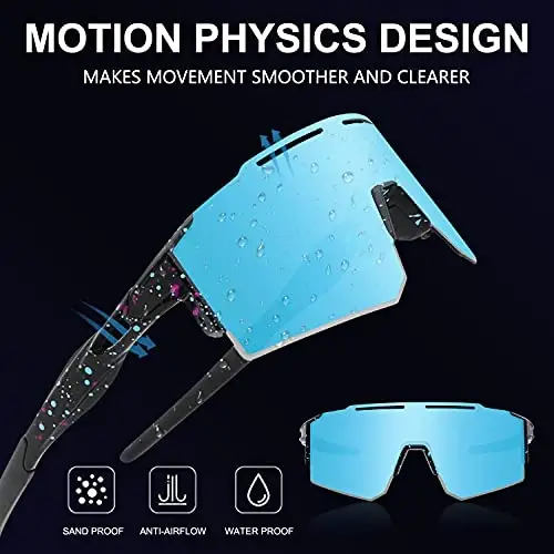 OULAIQI Cycling Sunglasses Polarized Sunglasses for Cycling Men Women with 1 Lens or 3 Interchangeable Lens Baseball Glasses - 2