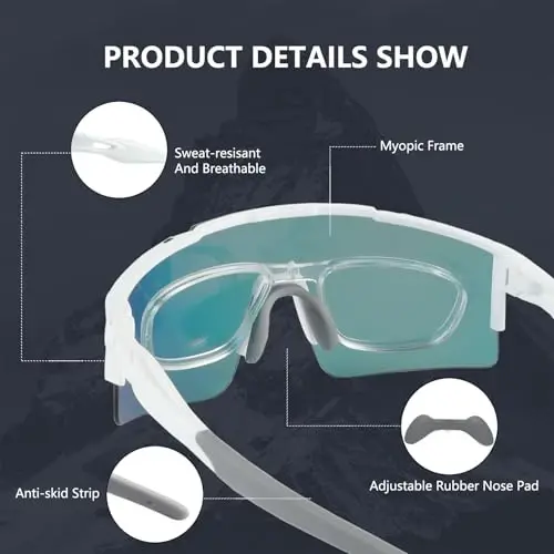 OULAIQI Cycling Sunglasses Polarized Sunglasses for Cycling Men Women with 1 Lens or 3 Interchangeable Lens Baseball Glasses - 3