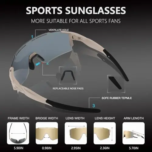 OULAIQI Cycling Sunglasses Polarized Sunglasses for Cycling Men Women with 1 Lens or 3 Interchangeable Lens Baseball Glasses - 4