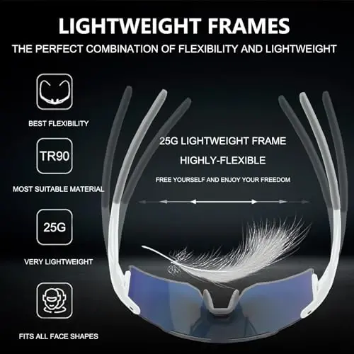 OULAIQI Cycling Sunglasses Polarized Sunglasses for Cycling Men Women with 1 Lens or 3 Interchangeable Lens Baseball Glasses - 4