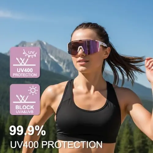 OULAIQI Cycling Sunglasses Polarized Sunglasses for Cycling Men Women with 1 Lens or 3 Interchangeable Lens Baseball Glasses - 1