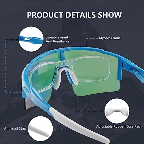 OULAIQI Cycling Sunglasses Polarized Sunglasses for Cycling Men Women with 1 Lens or 3 Interchangeable Lens Baseball Glasses - 3