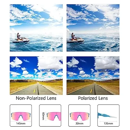 OULAIQI Cycling Sunglasses Polarized Sunglasses for Cycling Men Women with 1 Lens or 3 Interchangeable Lens Baseball Glasses - 4