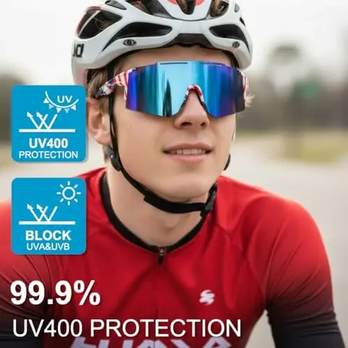 OULAIQI Cycling Sunglasses Polarized Sunglasses for Cycling Men Women with 1 Lens or 3 Interchangeable Lens Baseball Glasses - 5