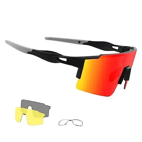 OULAIQI Cycling Sunglasses Polarized Sunglasses for Cycling Men Women with 1 Lens or 3 Interchangeable Lens Baseball Glasses - 1