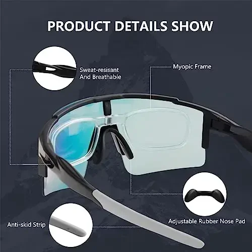 OULAIQI Cycling Sunglasses Polarized Sunglasses for Cycling Men Women with 1 Lens or 3 Interchangeable Lens Baseball Glasses - 3