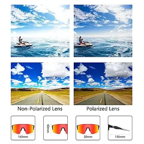 OULAIQI Cycling Sunglasses Polarized Sunglasses for Cycling Men Women with 1 Lens or 3 Interchangeable Lens Baseball Glasses - 4