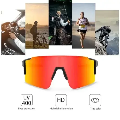 OULAIQI Cycling Sunglasses Polarized Sunglasses for Cycling Men Women with 1 Lens or 3 Interchangeable Lens Baseball Glasses - 5