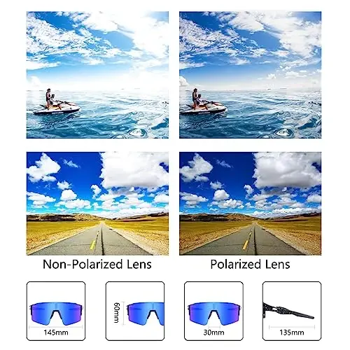 OULAIQI Cycling Sunglasses Polarized Sunglasses for Cycling Men Women with 1 Lens or 3 Interchangeable Lens Baseball Glasses - 4