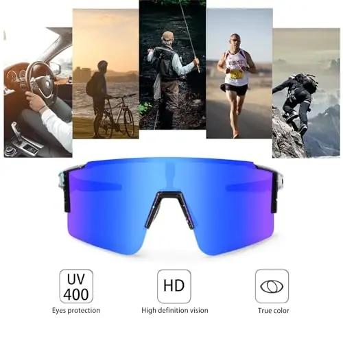 OULAIQI Cycling Sunglasses Polarized Sunglasses for Cycling Men Women with 1 Lens or 3 Interchangeable Lens Baseball Glasses - 5