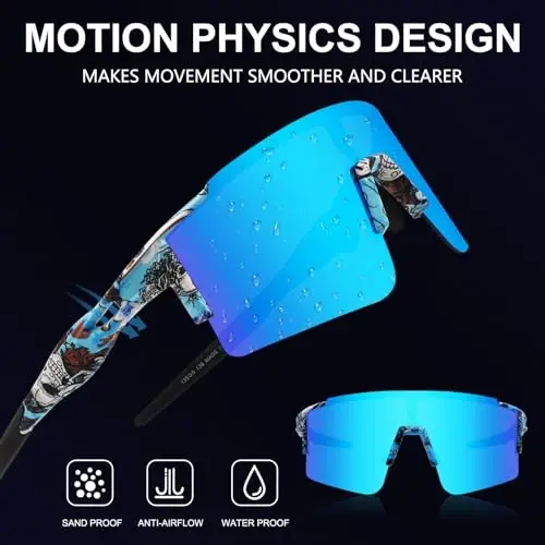 OULAIQI Cycling Sunglasses Polarized Sunglasses for Cycling Men Women with 1 Lens or 3 Interchangeable Lens Baseball Glasses - 2