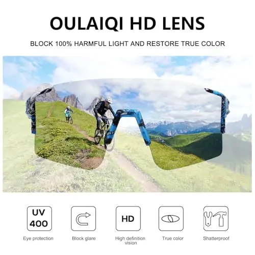 OULAIQI Cycling Sunglasses Polarized Sunglasses for Cycling Men Women with 1 Lens or 3 Interchangeable Lens Baseball Glasses - 5