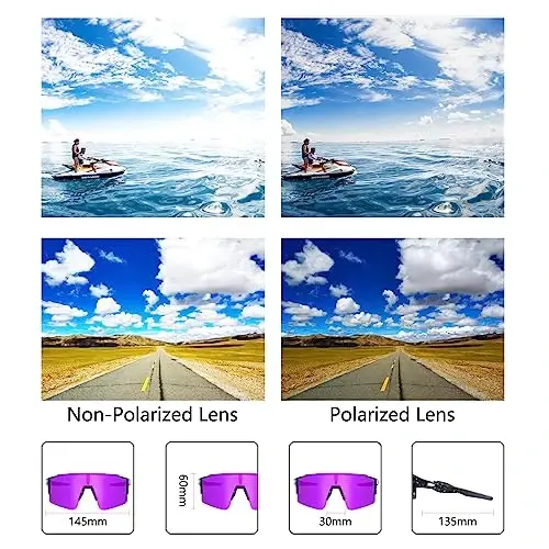 OULAIQI Cycling Sunglasses Polarized Sunglasses for Cycling Men Women with 1 Lens or 3 Interchangeable Lens Baseball Glasses - 4