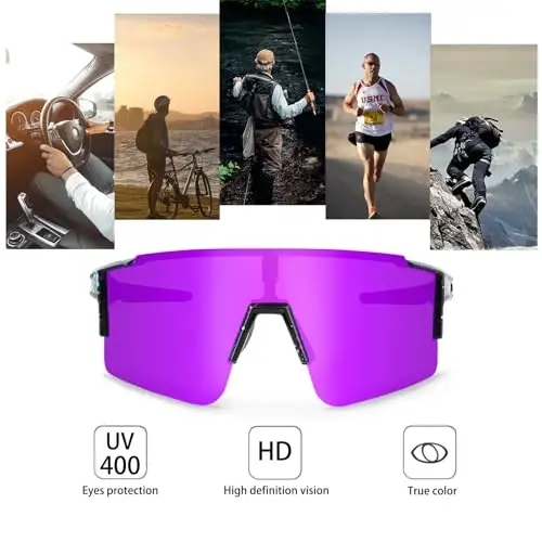 OULAIQI Cycling Sunglasses Polarized Sunglasses for Cycling Men Women with 1 Lens or 3 Interchangeable Lens Baseball Glasses - 5