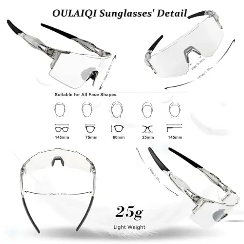 OULAIQI Cycling Sunglasses Polarized Sunglasses for Cycling Men Women with 1 Lens or 3 Interchangeable Lens Baseball Glasses - 5