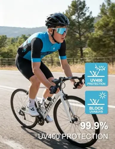OULAIQI Cycling Sunglasses Polarized Sunglasses for Cycling Men Women with 1 Lens or 3 Interchangeable Lens Baseball Glasses - 3