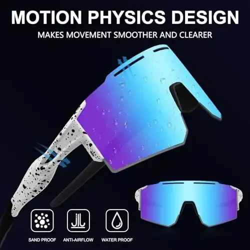 OULAIQI Cycling Sunglasses Polarized Sunglasses for Cycling Men Women with 1 Lens or 3 Interchangeable Lens Baseball Glasses - 3