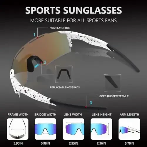 OULAIQI Cycling Sunglasses Polarized Sunglasses for Cycling Men Women with 1 Lens or 3 Interchangeable Lens Baseball Glasses - 4