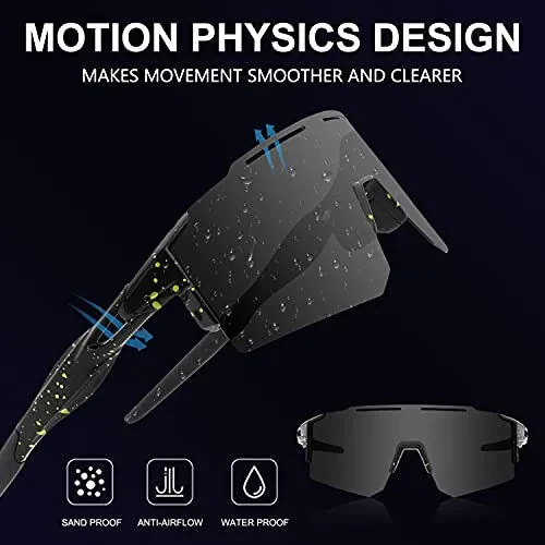 OULAIQI Cycling Sunglasses Polarized Sunglasses for Cycling Men Women with 1 Lens or 3 Interchangeable Lens Baseball Glasses - 4