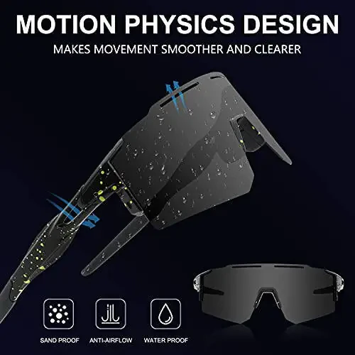 OULAIQI Cycling Sunglasses Polarized Sunglasses for Cycling Men Women with 1 Lens or 3 Interchangeable Lens Baseball Glasses - 4