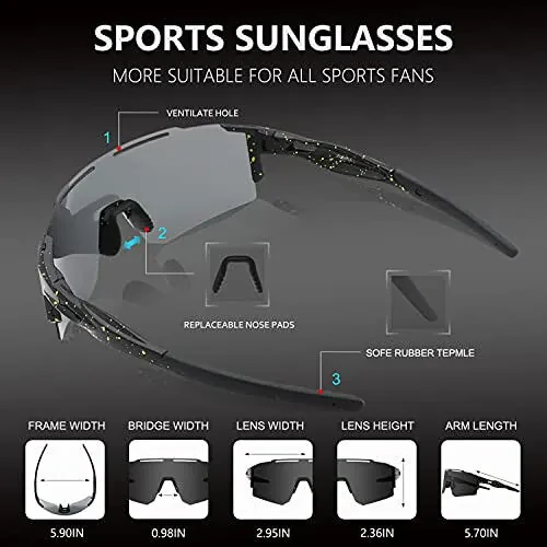 OULAIQI Cycling Sunglasses Polarized Sunglasses for Cycling Men Women with 1 Lens or 3 Interchangeable Lens Baseball Glasses - 6