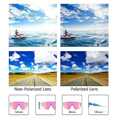 OULAIQI Cycling Sunglasses Polarized Sunglasses for Cycling Men Women with 1 Lens or 3 Interchangeable Lens Baseball Glasses - 4