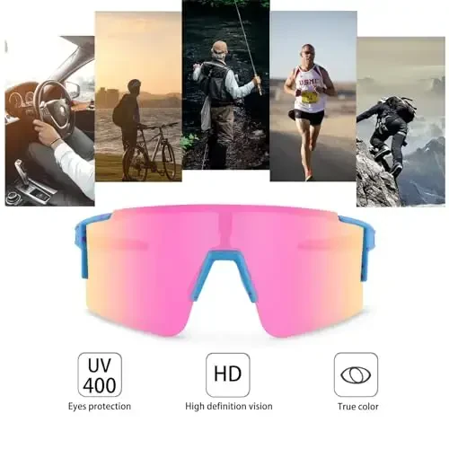 OULAIQI Cycling Sunglasses Polarized Sunglasses for Cycling Men Women with 1 Lens or 3 Interchangeable Lens Baseball Glasses - 5