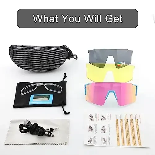 OULAIQI Cycling Sunglasses Polarized Sunglasses for Cycling Men Women with 1 Lens or 3 Interchangeable Lens Baseball Glasses - 6