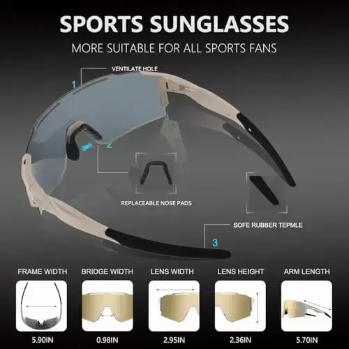 OULAIQI Cycling Sunglasses Polarized Sunglasses for Cycling Men Women with 1 Lens or 3 Interchangeable Lens Baseball Glasses - 4
