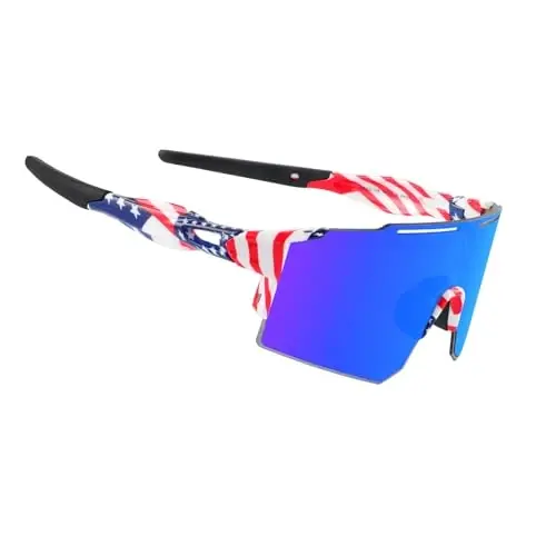 OULAIQI Cycling Sunglasses Polarized Sunglasses for Cycling Men Women with 1 Lens or 3 Interchangeable Lens Baseball Glasses 