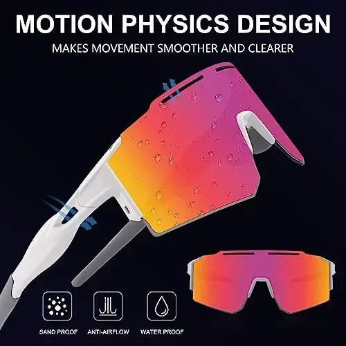 OULAIQI Cycling Sunglasses Polarized Sunglasses for Cycling Men Women with 1 Lens or 3 Interchangeable Lens Baseball Glasses - 4