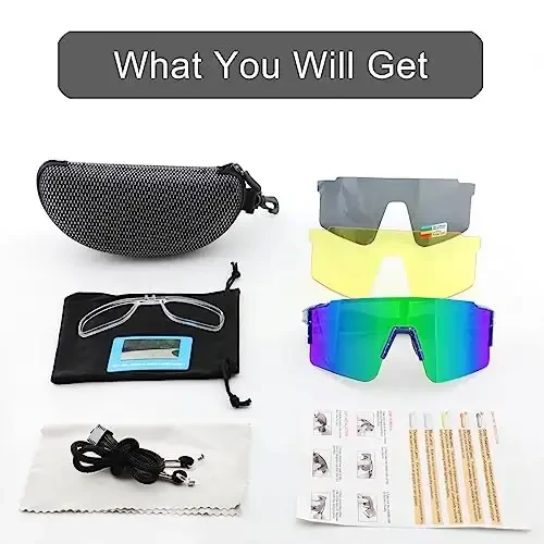 OULAIQI Cycling Sunglasses Polarized Sunglasses for Cycling Men Women with 1 Lens or 3 Interchangeable Lens Baseball Glasses - 6