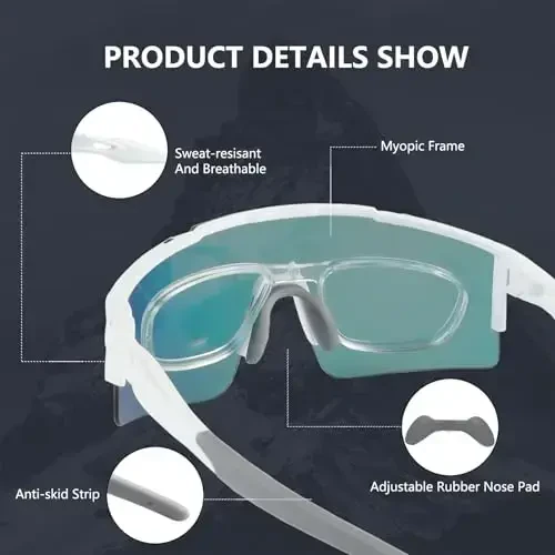 OULAIQI Cycling Sunglasses Polarized Sunglasses for Cycling Men Women with 1 Lens or 3 Interchangeable Lens Baseball Glasses - 3