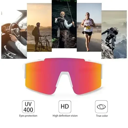 OULAIQI Cycling Sunglasses Polarized Sunglasses for Cycling Men Women with 1 Lens or 3 Interchangeable Lens Baseball Glasses - 4
