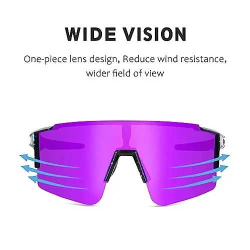 OULAIQI Cycling Sunglasses Polarized Sunglasses for Cycling Men Women with 1 Lens or 3 Interchangeable Lens Baseball Glasses - 2
