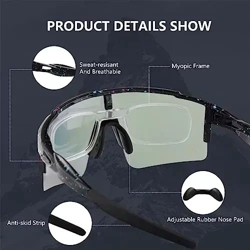 OULAIQI Cycling Sunglasses Polarized Sunglasses for Cycling Men Women with 1 Lens or 3 Interchangeable Lens Baseball Glasses - 3