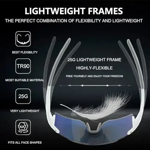 OULAIQI Cycling Sunglasses Polarized Sunglasses for Cycling Men Women with 1 Lens or 3 Interchangeable Lens Baseball Glasses - 4