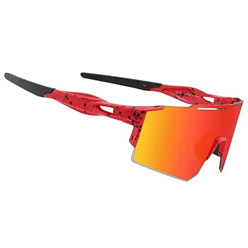 OULAIQI Cycling Sunglasses Polarized Sunglasses for Cycling Men Women with 1 Lens or 3 Interchangeable Lens Baseball Glasses 