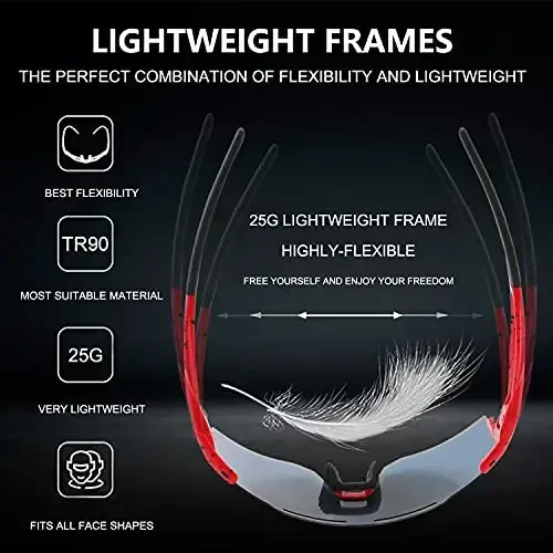 OULAIQI Cycling Sunglasses Polarized Sunglasses for Cycling Men Women with 1 Lens or 3 Interchangeable Lens Baseball Glasses - 4