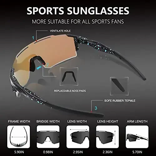OULAIQI Cycling Sunglasses Polarized Sunglasses for Cycling Men Women with 1 Lens or 3 Interchangeable Lens Baseball Glasses - 4