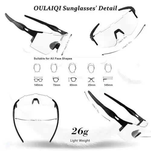 OULAIQI Cycling Sunglasses Polarized Sunglasses for Cycling Men Women with 1 Lens or 3 Interchangeable Lens Baseball Glasses - 5