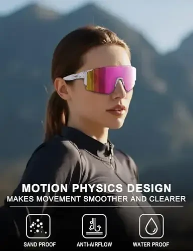 OULAIQI Cycling Sunglasses Polarized Sunglasses for Cycling Men Women with 1 Lens or 3 Interchangeable Lens Baseball Glasses - 3