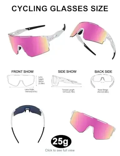 OULAIQI Cycling Sunglasses Polarized Sunglasses for Cycling Men Women with 1 Lens or 3 Interchangeable Lens Baseball Glasses - 6