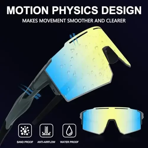 OULAIQI Cycling Sunglasses Polarized Sunglasses for Cycling Men Women with 1 Lens or 3 Interchangeable Lens Baseball Glasses - 2